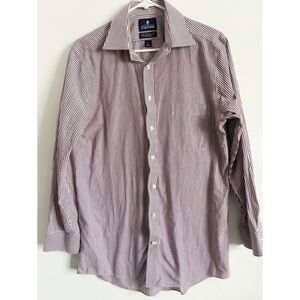 Stafford • Burgundy Striped Fitted Button Up Shirt